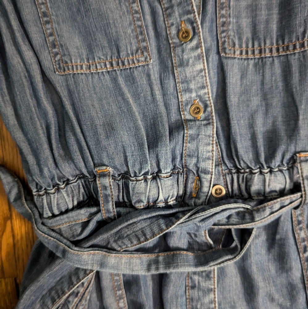 🆕 NWOT dark denim button front long sleeve belted shirt dress by velvet heart - Picture 7 of 9